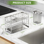 Cisily Silver 2-Tier Kitchen Sink Caddy Organzier Rack - Image 5