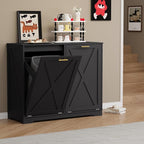 Double Tilt Out Trash Can Cabinet, Wooden Farmhouse Kitchen Garbage Bin - Image 8