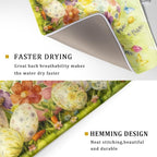 Easter Egg Dish Drying Mat 18x24 Inch Bunny Floral Green Drying Pad - Image 3