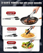 600ºF Heat Resistant Kitchen Tongs, Premium Locking Cooking Tongs - Image 8