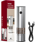 Mini Electric Salt and Pepper Grinder Stainless steel, USB Rechargeable by TNUMDRT