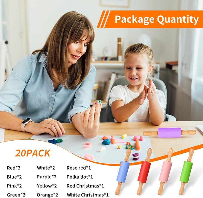Mini Silicone Rolling Pin for Kids, Non-stick Surface Wood Handle, 9 Inch 20 - Image 6
