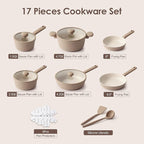 SENSARTE Ceramic Nonstick Pots and Pans Set 17pcs, Healthy Induction Cookware - Image 2