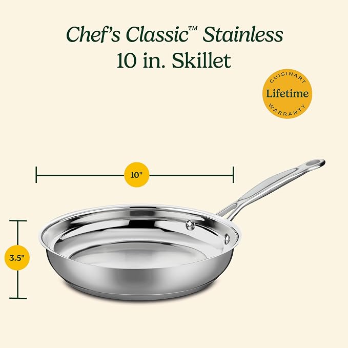 Cuisinart 10-Inch Open Skillet, Stainless Steel Skillet Large Kitchen Pan - Image 5