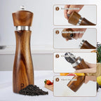 Haomacro 2 Pack Wood Salt and Pepper Grinder Set, Acacia Wood Salt and Pepper - Image 2