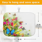 Sanwarm Absorbent Dish Drying Mat, Spring Flowers Butterflies Microfiber Pad - Image 2