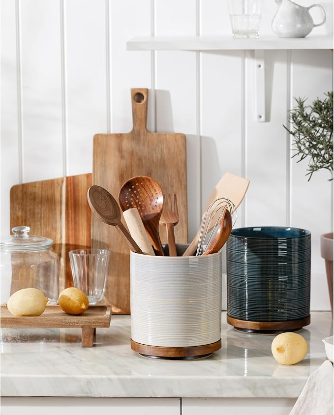 Utensil Holder, 360° Rotating Extra Large Ceramic Kitchen Utensil Holder - Image 7