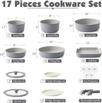 SENSARTE 17 Piece Ceramic Pots and Pans Set, Nonstick Detachable Handle Cookware - Image 2