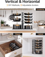 MUDEELA Pots and Pans Organizer Rack under Cabinet 14.55in Height, 8-Tiers - Image 6