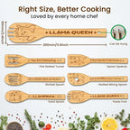 CUTHOLLOW 6PCS Alpacas Wooden Kitchen Cooking Utensil Set, 11.9in Non Toxic - Image 2