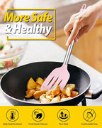Pack of 2 Silicone Solid Turner, Non Stick Slotted Kitchen Spatulas, High Heat - Image 5