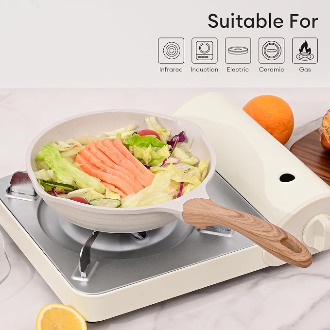 JEETEE 10 Inch Nonstick Frying Pan, Stone Coating Cookware, Nonstick Omelette - Image 9