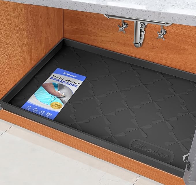 SIKADEER 31" x 22" Under Sink Mat Waterproof, Silicone Mat Kitchen Drawer Shelf by SIKADEER