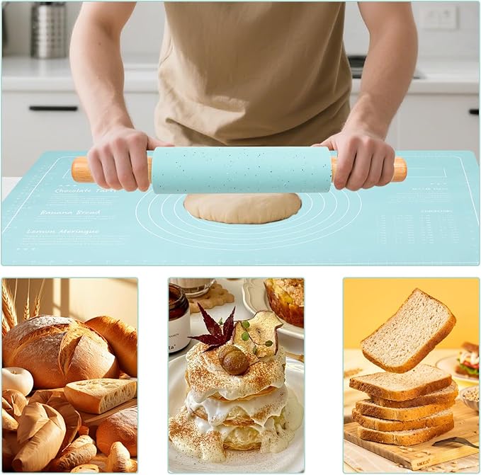 3Pcs Silicone Rolling Pin for Baking Sets, 15Inch Pastry Dough Roller - Image 7