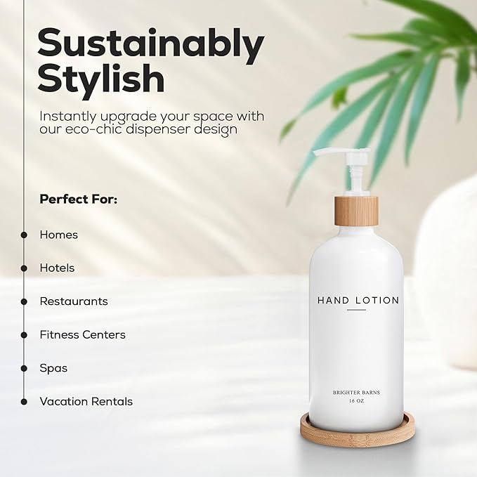 White Glass Lotion Dispenser - Image 2