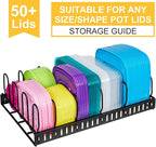 X-cosrack Metal Food Container Lid Organizer&Adjustable 6 Dividers Storage - Image 3