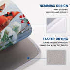 Winter Cardinal Birds Dish Drying Mat, Holly Berry Branches Dish Drying Mat - Image 4