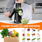 5 Blades Rotary Cheese Grater Hand Crank Vegetable Chopper Shredder Spiralizer - Image 3