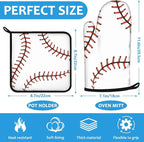 Baseball Oven Mitts and Pot Holders Sets Heat Resistant 4Pcs Potholders Oven - Image 2