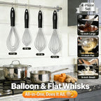 Anaeat Stainless Steel Kitchen Whisk Set of 4, Milk and Egg Beater Blender - Image 6