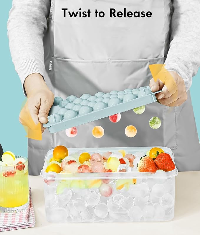 Ice Cube Tray with Lid and Bin – Round Ice Cube Trays - Image 6