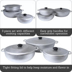 IMUSA Caldero Stock Pot with Lid 3pc Set, 1.5/3.5/7 QT, Cast Aluminum, Riveted - Image 2