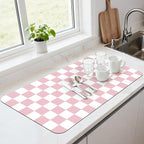 17" x 32" Checkered Dish Drying Mat by Unknown