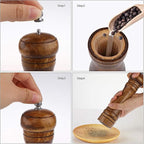 Pepper Grinder - 8 inch Pepper Mill Oak Wooden Pepper Mill Grinder Refillable - Image 7