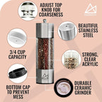 Salt and Pepper Grinder Set Manual 2 Pack | Large Round Salt and Pepper Shakers - Image 4