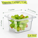 CURTA 6-Pack 1/6 Size 4" Deep NSF Polycarbonate Food Pans - Image 2