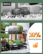 Dish Drying Rack, 2 Tier Space-Saving Dish Rack - Image 3