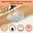 2 Pack Large Tumbler Lid Organizer, Under Cabinet Cup Lid Holder - Image 5