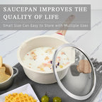 VINCHEF Sauce Pan Set with Lid 10PCS, 3 White Non Stick Cooking Pots Induction - Image 4