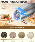 CIRCLE JOY Rechargeable Gravity Electric Salt and Pepper Grinder Set, Stainless - Image 5