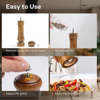 Wooden Salt and Pepper Grinder Set, Premium Oak Wood Salt Grinders Shakers - Image 5