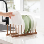 HBlife 2pcs Acacia Wooden Dish Dying Rack Pot Lid Plate Organizer Holder - Image 5