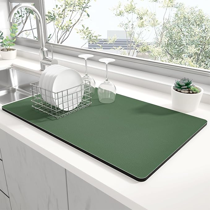 Rnivvi Dish Drying Mat for Kitchen Counter, 12 x 19" Super Absorbent Drainer by Rnivvi