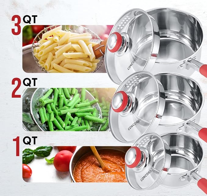 Concord 3 Quart Stainless Steel Saucepan - Image 8
