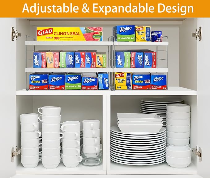 2 Pack Pantry Organization and Storage, Expandable Foil and Plastic Wrap - Image 2