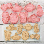 Outer-Space Cookie Cutters Set, 8-PCS 3D Astronaut, Planet Cookie Cutters - Image 2