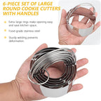 6 Pcs Large Cookie Cutters, Round Biscuit Cutter Set - Image 2