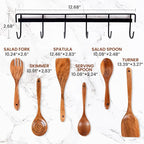 6x Large Wooden Spoons for Cooking Kitchen Utensil Set Smooth Finish Wooden - Image 4