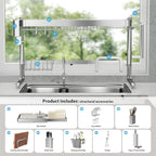 Over The Sink Dish Drainer Drying Rack, 2 Tier Adjustable Width 304 Stainless - Image 6