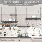 33” Hanging Pot Rack Ceiling Mount, Oval Pots and Pans Hanging Rack, Ceiling - Image 6