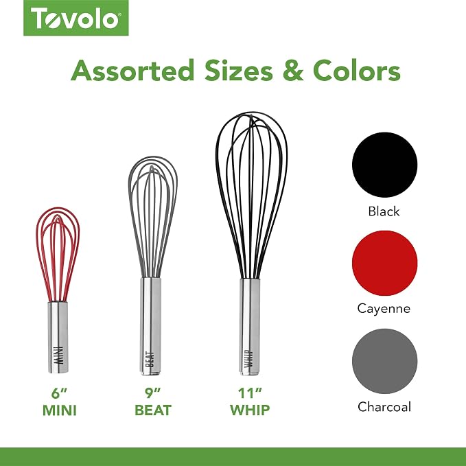 Tovolo Mini Whisk Stainless Steel 6 Inch Tiny Whipper Silicone Whisker - Image 4