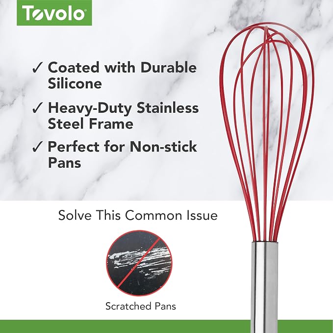 Tovolo Mini Whisk Stainless Steel 6 Inch Tiny Whipper Silicone Whisker - Image 3