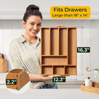 Carbonized Bamboo Kitchen Drawer Organizer, 8 Slots Silverware Organizer - Image 4
