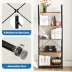 DUMOS 5 Tiers Bookshelf, Classical Modern Book Shelf, Tall Display Shelves in - Image 6