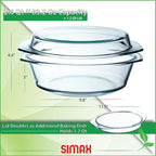 Simax Casserole Dish with Lid, 2.5 Quart Round Glass Casserole Dishes - Image 2