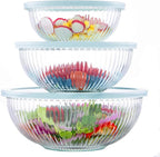 Luvan Glass Mixing Bowls with Lids Set, Large Salad Bowls Sets with lids by Luvan